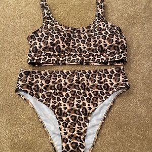 Cheetah High Waisted Swimsuit